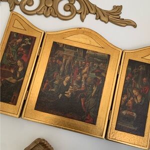 Florentine Style Religious Triptych Annunciation Adoration of the Magi Art